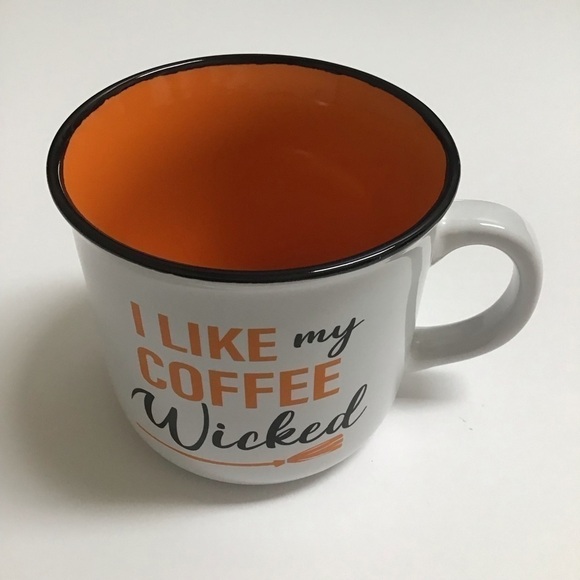 NEW Halloween Coffee Mug I Like My Coffee Wicked Witch Broom Orange Black Picks - Picture 3 of 15